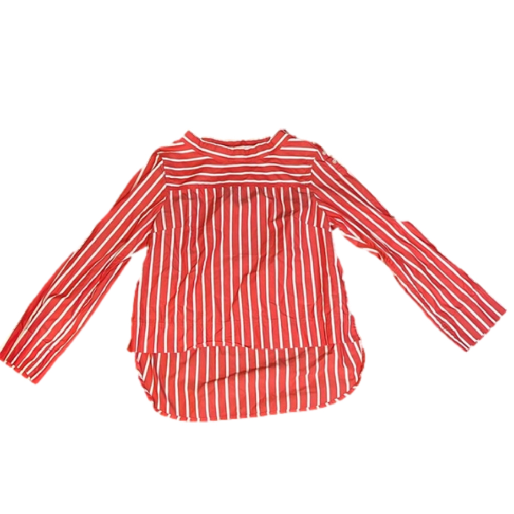 size 10 j.crew pink and white long sleeve striped blouse
